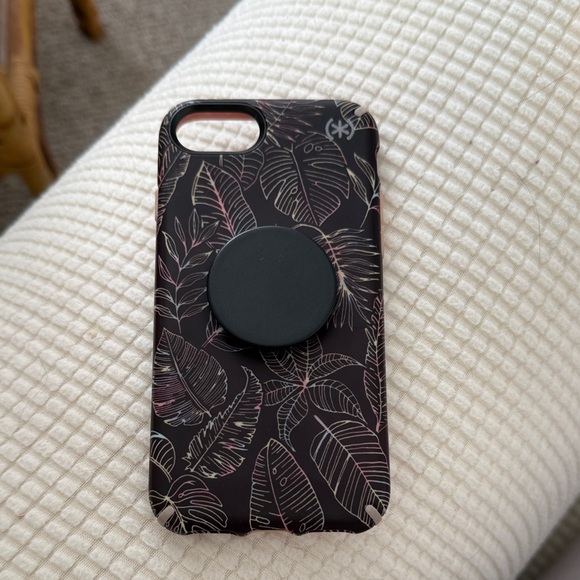 Speck Black and Pink Leaf Design Phone Case iPhone SE - Picture 1 of 2
